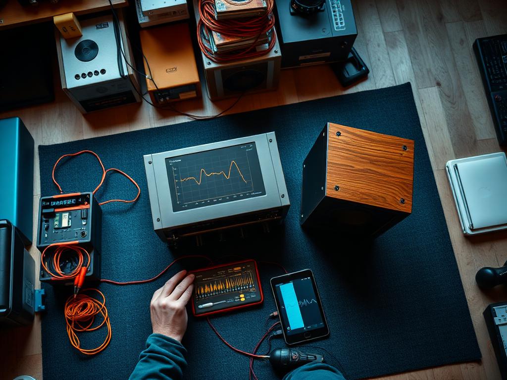 High-end audio component repair and testing at the workshop